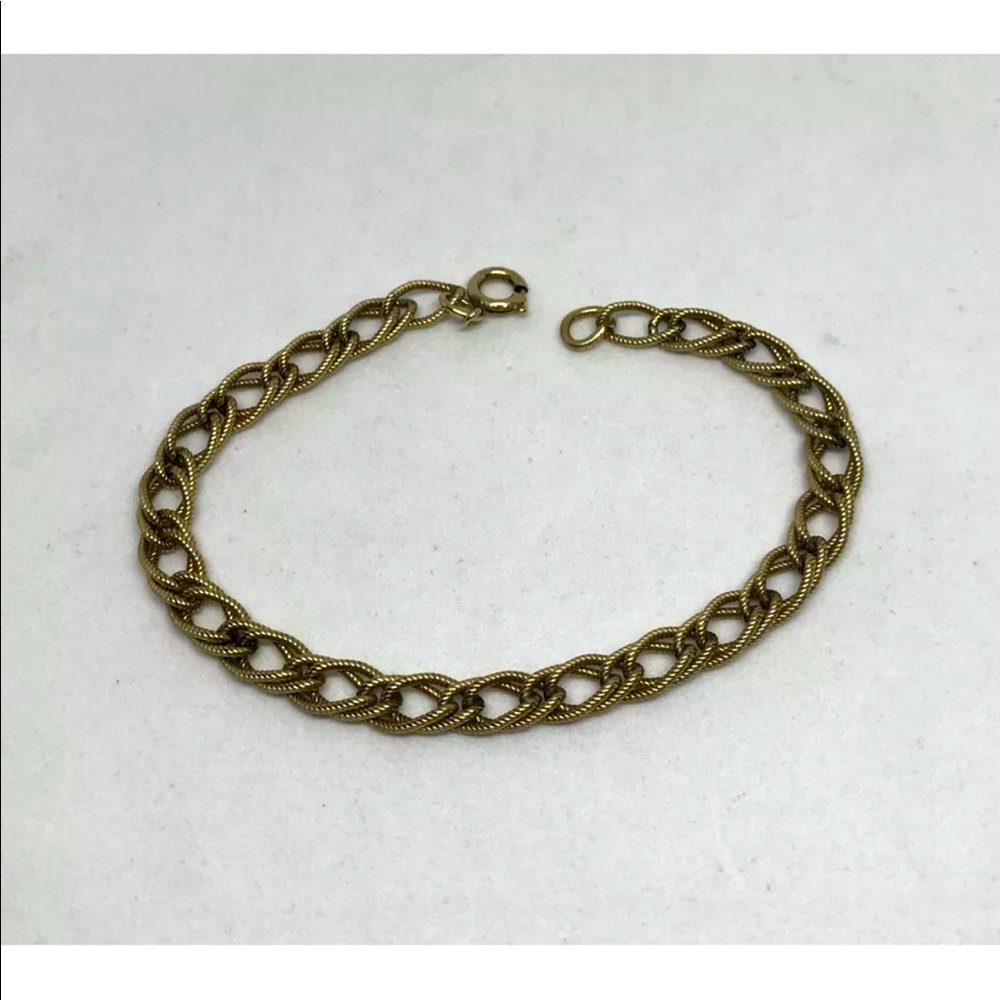 Rare Vintage Gold FILLED Double Link Charm Bracelet Pristine Condition